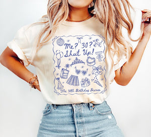 30th Birthday Diaries Shirt, Princess Thirtieth Birthday Tee, Matching Dirty Thirty Birthday Crewneck, Coquette Friend Gift