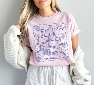 30th Birthday Diaries Shirt, Princess Thirtieth Birthday Tee, Matching Dirty Thirty Birthday Crewneck, Coquette Friend Gift