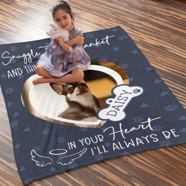 Personalized Dog Memorial Blanket, Custom Dog Photo Blanket, Pet Sympathy Gift, Loss Of Pet Memorial Gifts, Pet Keepsake, Gift For Dog Mom