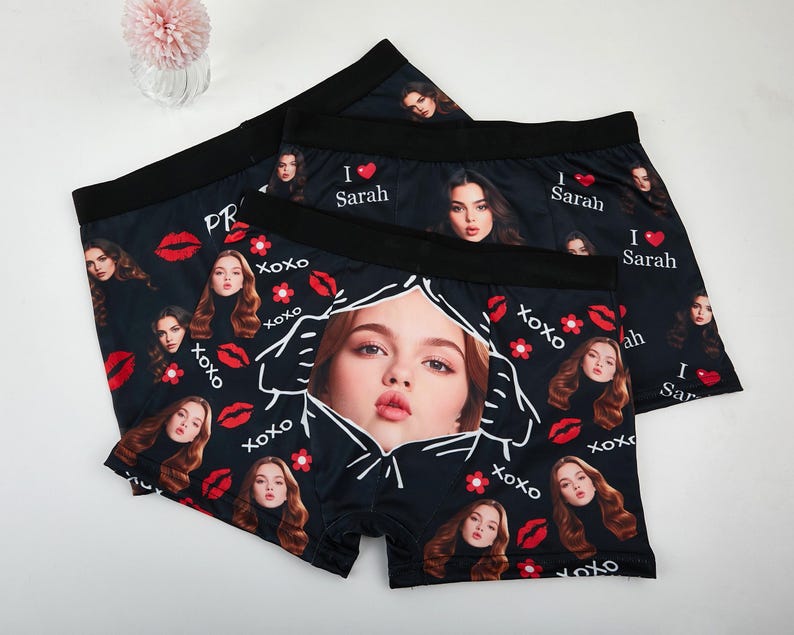 Custom Photo Boxer Briefs for Him,Personalized Face Boxer Briefs,Custom Men's Underwear for Husband/Boyfriend,Custom Valentine's Day Gift.