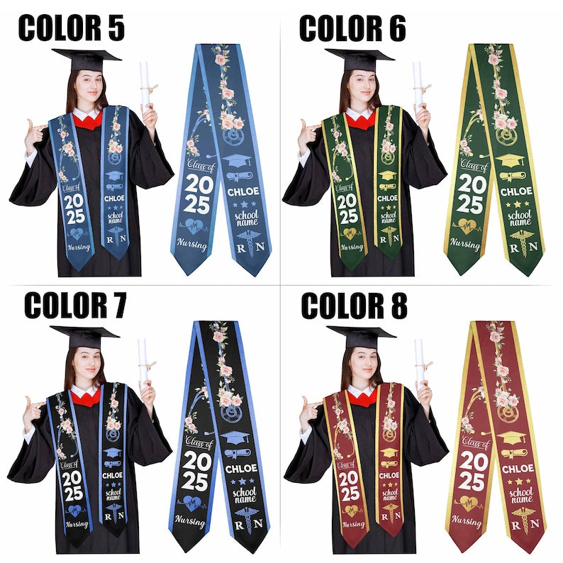 Personalized Nursing Graduation Stole, Custom Nursing Graduation gift, Custom Graduation Sash, Class Of 2025 Graduation, Graduation Gift