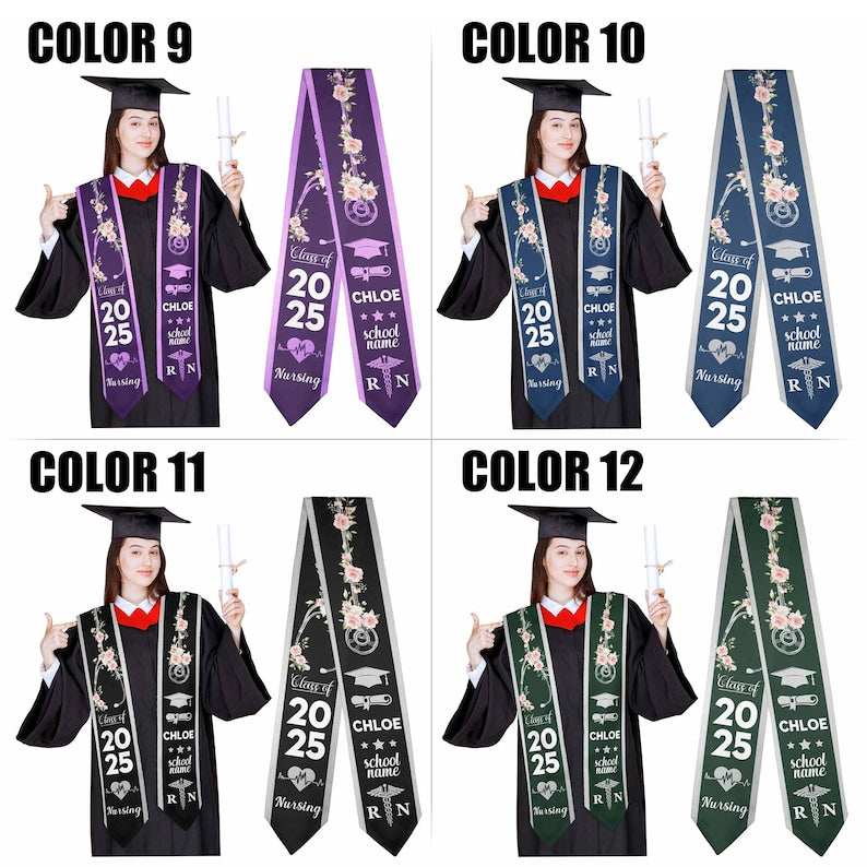 Personalized Nursing Graduation Stole, Custom Nursing Graduation gift, Custom Graduation Sash, Class Of 2025 Graduation, Graduation Gift