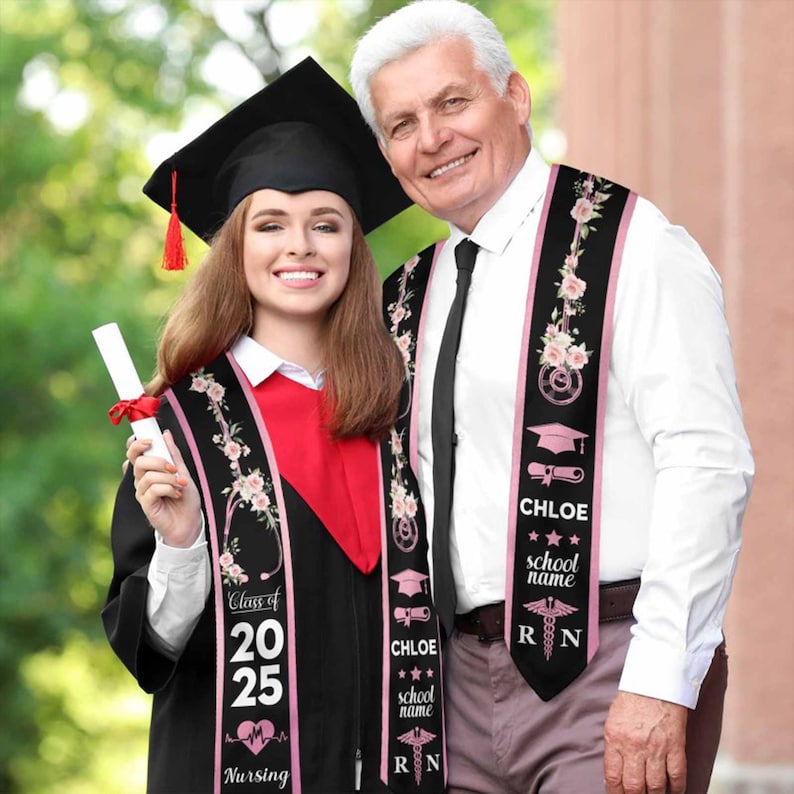 Personalized Nursing Graduation Stole, Custom Nursing Graduation gift, Custom Graduation Sash, Class Of 2025 Graduation, Graduation Gift