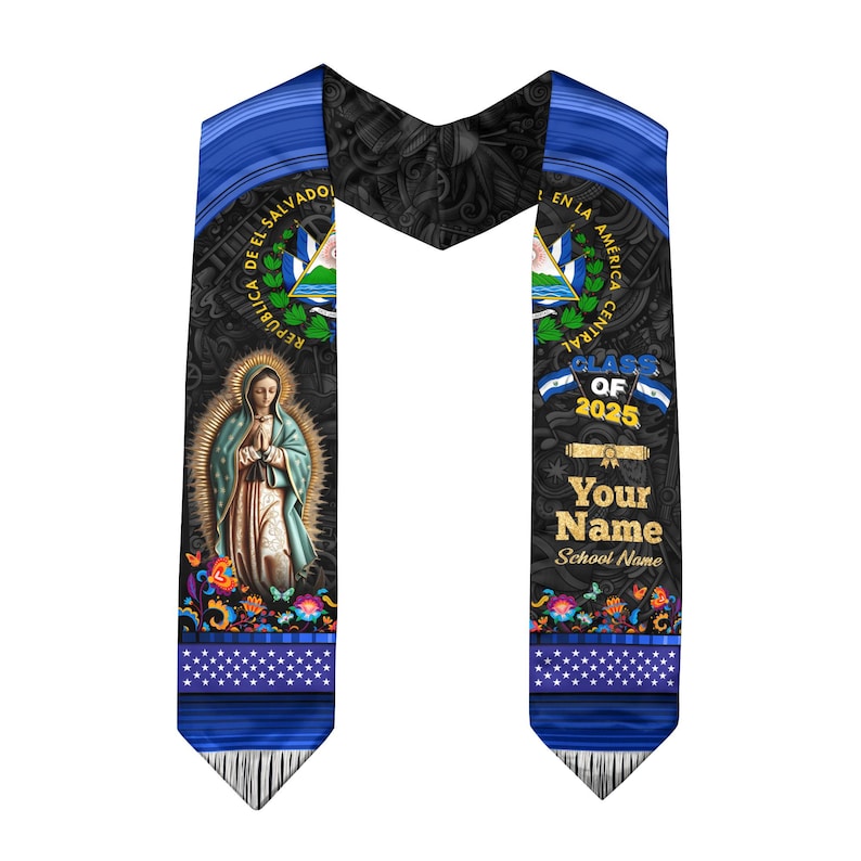 Custom Salvadorans Flag Graduation Sash 2025, El Salvador Graduation Stole 2025, Salvadorans Graduation Sash, Graduation Stole 2025