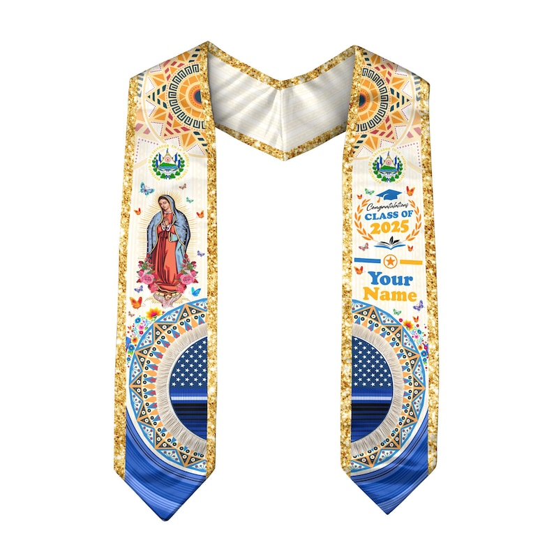Custom Salvadorans Flag Graduation Sash 2025, El Salvador Graduation Stole 2025, Salvadorans Graduation Sash, Graduation Stole 2025