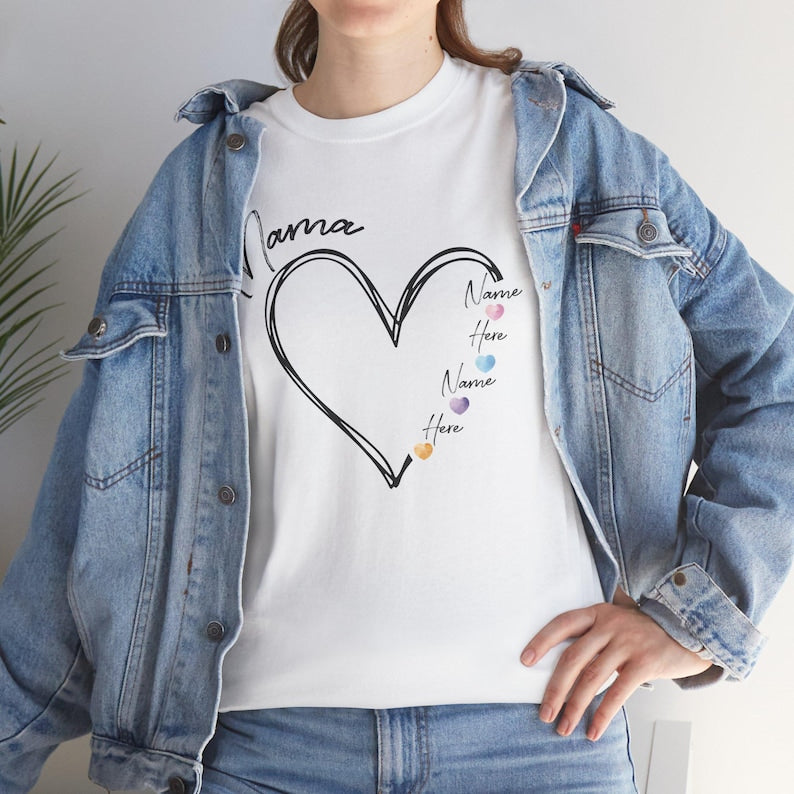 Custom Mom Sweatshirt with Kids' Names, Mama Heart Sweatshirt, Personalized Shirt, Gift for Mom, Women's Crewneck, Mother's Day Gift