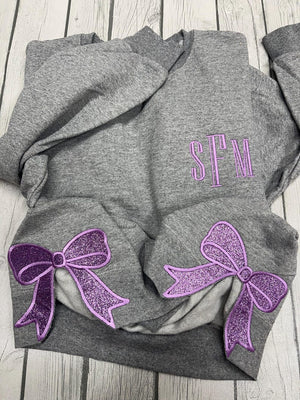 Trendy Glitter Bow Sweatshirt | Viral Side Bow Crewneck | Monogram Bow Sweatshirt | Gift for Her | Custom Crewneck | Glitter Bow Cut Out