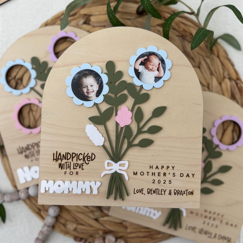 Flower Bouquet Photo Sign | Mother's Day Gifts | Gifts for Mom | Crafts for Kids | Kids Keepsake