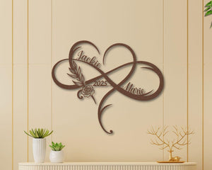 Personalized Floral Infinity Metal Sign - Couple Names & Established Date - Engagement or Wedding Gifts