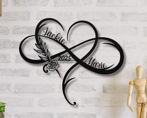 Personalized Floral Infinity Metal Sign - Couple Names & Established Date - Engagement or Wedding Gifts