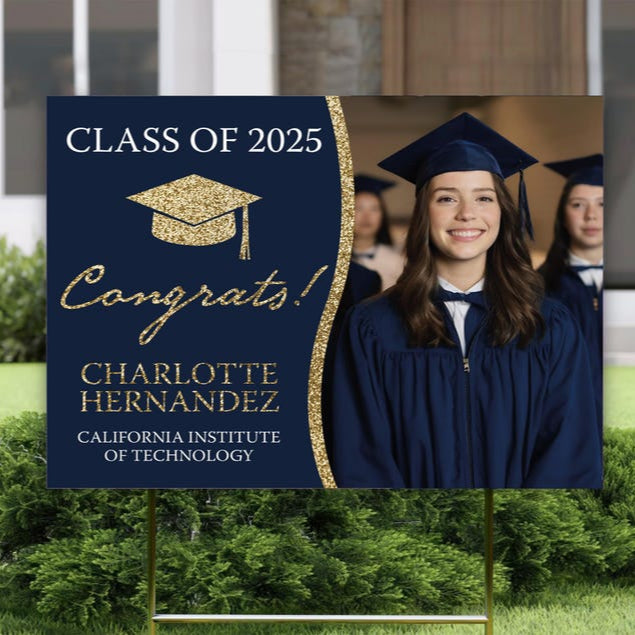 High School Graduation Lawn Sign, Graduation Photo Sign, Custom High School Grad Yard Sign, Graduation 2025 Announcement, Graduate Picture