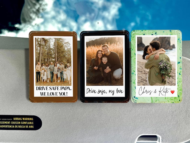 Personalized Sun Visor Picture Clip, Custom Pet Photo Car Accessory, Wallet Photo Holder Couples Gift, Christmas Gift For Husband, Boyfriend Family Portrait Decoration Drive Safe