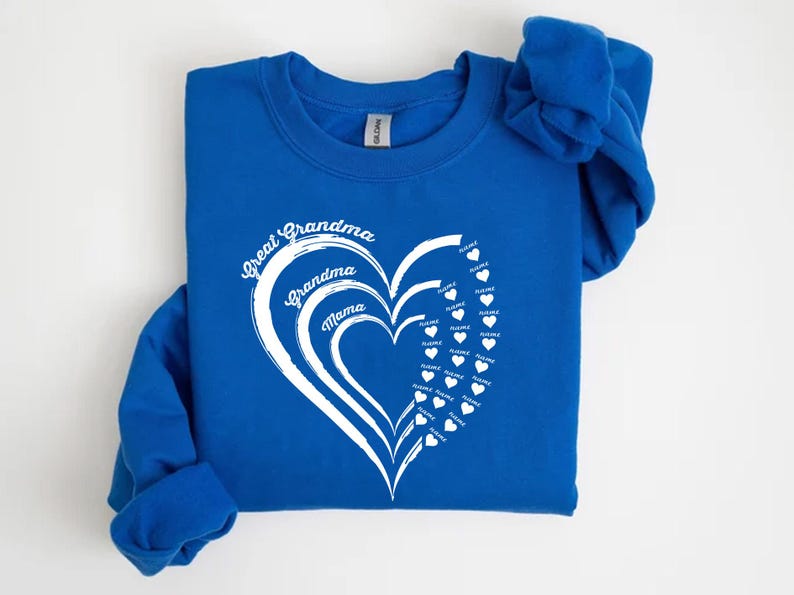 Custom Grandma Sweatshirt with Grandkids Names, Grandma Heart Sweat, Great Grandma, Gift for Mama, Personalized Mama Heart Sweatshirt