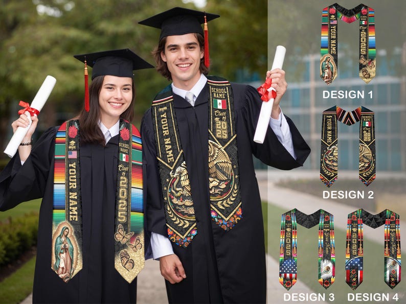 Custom Mexican Graduation Sash, Mexican American Flag Graduation Sash 2025, Guadalupe Stole, Mexico Graduation Stole 2025, Hispanic Sash