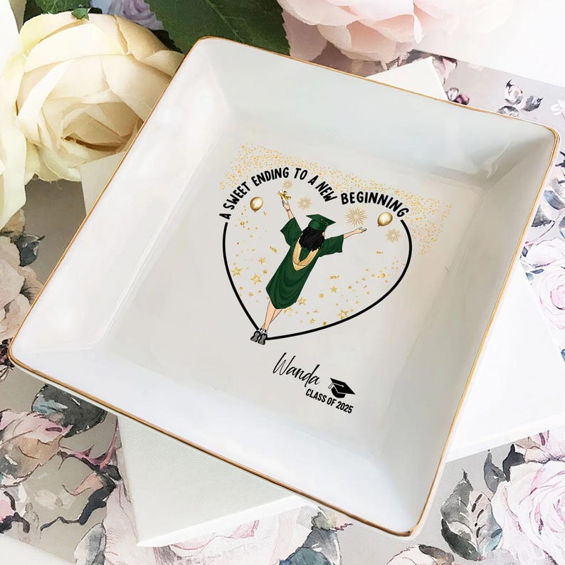 Graduation Gifts A Sweet Ending To A New Beginning - Personalized Jewelry Dish for Daughter, Graduated Gifts, Class Of 2026