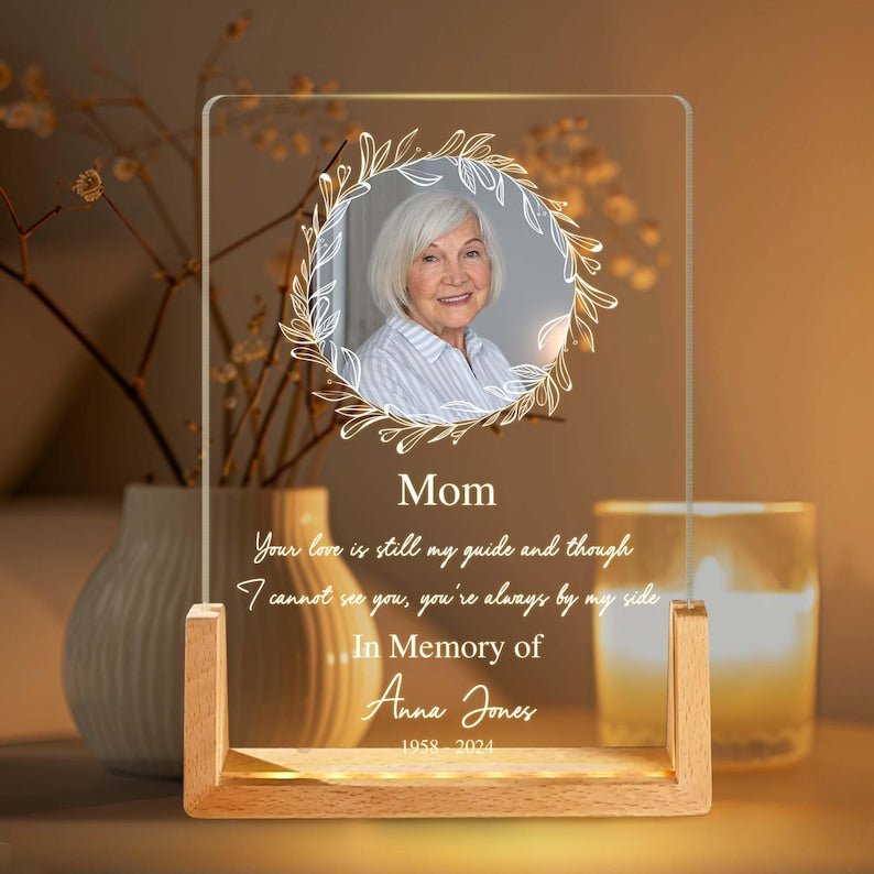 Custom Photo Memorial Night Light Gift Mom Remembrance,Mom Loss LED Light Memorial Picture Gift, Loss of Father Gift, In Loving Memory Gift