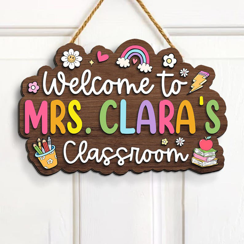 Personalized 3D Teacher Sign, Teacher Door Hanger, Teacher Welcome Sign, Classroom Decor, Teacher Gifts, Custom Teacher Door Sign