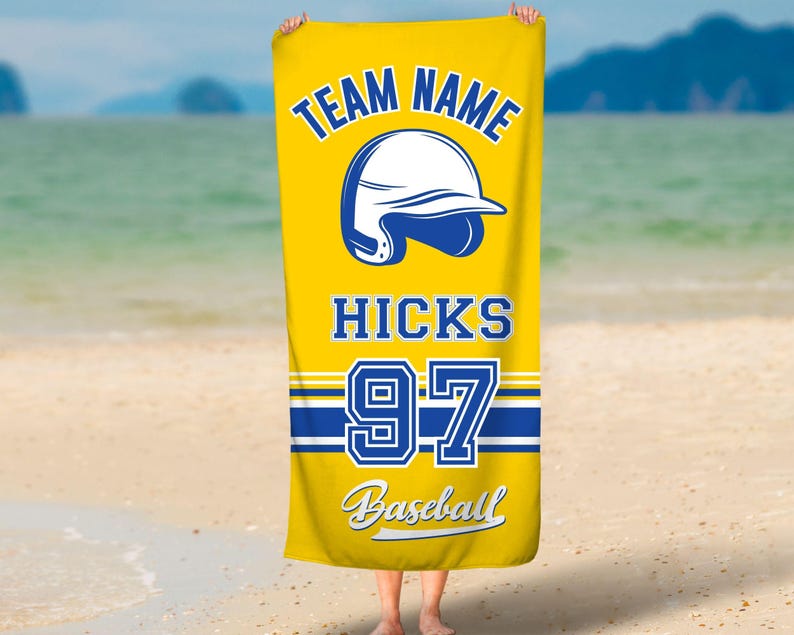 Custom Baseball Team LOGO Beach Towel, Baseball Player Gift, Sport Lover Gift, Personalized School Team Club, Baseball Coach Birthday Gift