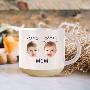 Custom Baby Face Mug 1st Fathers Day, Baby Face Photo Dad Pottery Mug, Custom Kids Photo Mothers Day Mug,Personalized Mug For Twin's Dad