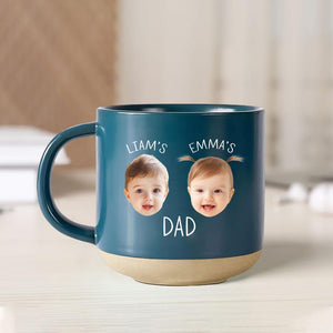 Custom Baby Face Mug 1st Fathers Day, Baby Face Photo Dad Pottery Mug, Custom Kids Photo Mothers Day Mug,Personalized Mug For Twin's Dad