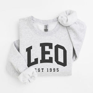 Custom Leo Sweatshirt, est 1995, Cute Leo Energy Gift For Leo, Zodiac Astrology Horoscope Shirt, Unisex Crewneck Sweatshirt