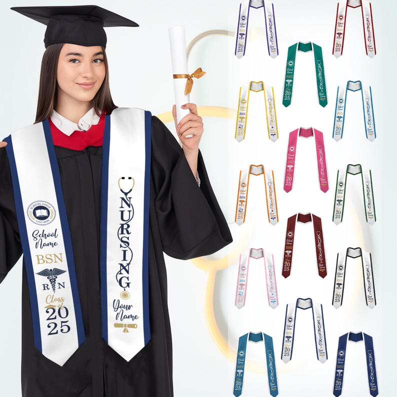 Customized Nursing Stole, Nursing Graduation Stole, RN Stole Nursing Stole Graduation 2025, Nursing Graduation, Nursing Stole Graduate 2025