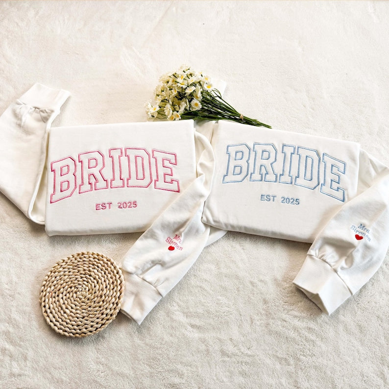 Embroidered Bride Sweatshirt , Personalized Bride Crewneck, Embroidered Sweatshirt, Embroidered Sweater, Bridal Shower Gifts, Wedding Gift