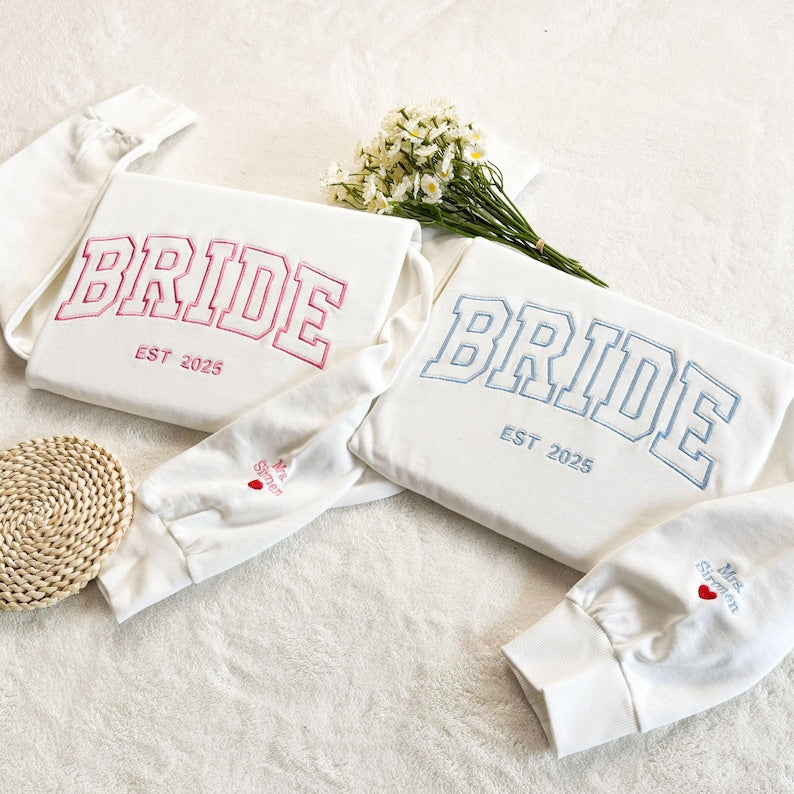 Embroidered Bride Sweatshirt , Personalized Bride Crewneck, Embroidered Sweatshirt, Embroidered Sweater, Bridal Shower Gifts, Wedding Gift
