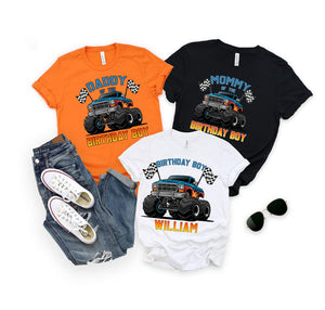 Custom Monster Truck Family Matching Birthday Party Shirt, Birthday Boy Monster Truck Shirt, Monster Truck Party Gift For Kids