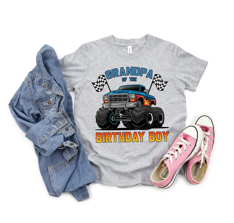 Custom Monster Truck Family Matching Birthday Party Shirt, Birthday Boy Monster Truck Shirt, Monster Truck Party Gift For Kids
