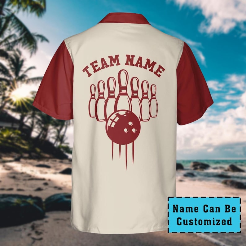Custom Retro Bowling Shirts for Men Vintage Short Sleeve Button Down Casual Shirts Bowling Team Lover Bowling Hawaiian Shirts Bowling Team