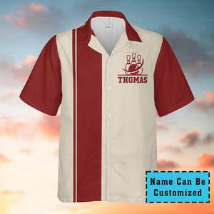 Custom Retro Bowling Shirts for Men Vintage Short Sleeve Button Down Casual Shirts Bowling Team Lover Bowling Hawaiian Shirts Bowling Team
