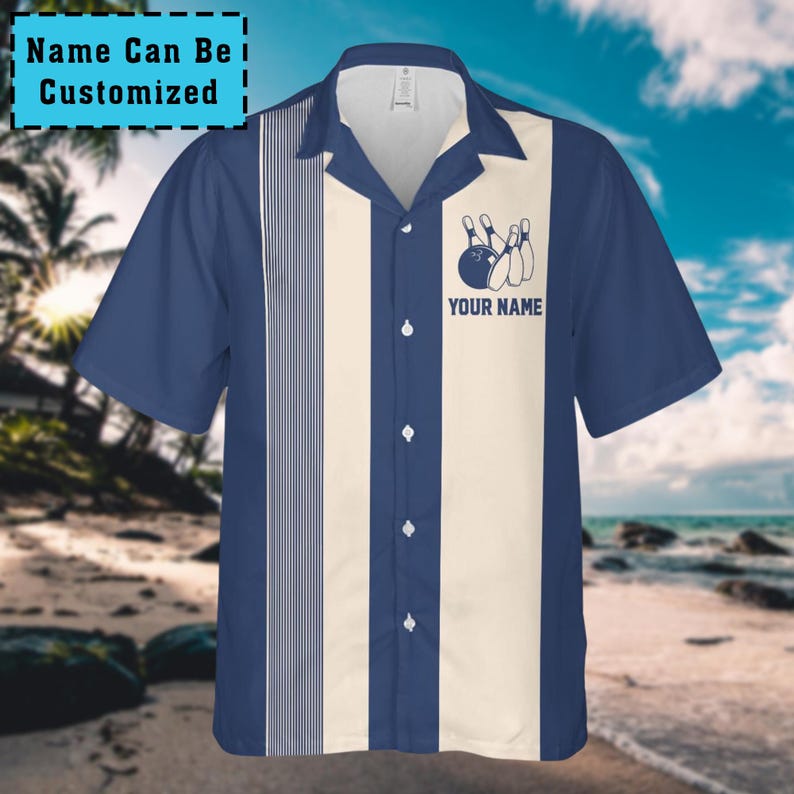 Custom Retro Bowling Shirts for Men Vintage Short Sleeve Button Down Casual Shirts Bowling Team Lover Bowling Hawaiian Shirts Bowler Gifts