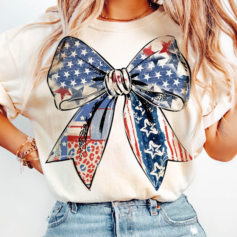 Coquette American Sweatshirt, Coquette Bow Shirt, 4th of July T-Shirt, America Shirt, Freedom, American Flag 4th of July Shirt