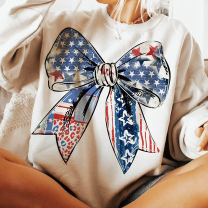 Coquette American Sweatshirt, Coquette Bow Shirt, 4th of July T-Shirt, America Shirt, Freedom, American Flag 4th of July Shirt