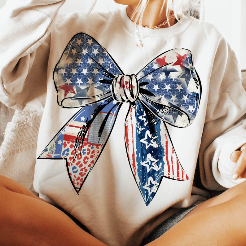 Coquette American Sweatshirt, Coquette Bow Shirt, 4th of July T-Shirt, America Shirt, Freedom, American Flag 4th of July Shirt