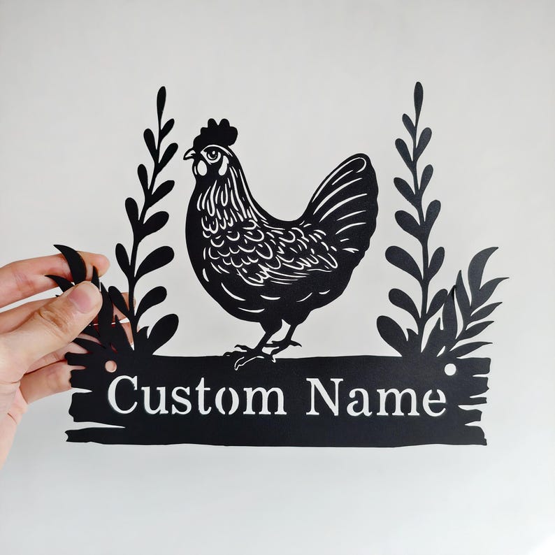 Custom Chicken Farm Metal Sign, Hen House Coop Sign, Personalized Hen Name Sign, Chicken Coop Wall Art, Eggs Farmhouse Decor, Barn Sign