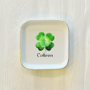 Personalized Shamrock Ring Dish: Custom Irish Trinket Dish