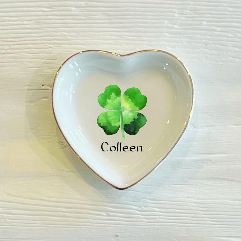 Personalized Shamrock Ring Dish: Custom Irish Trinket Dish