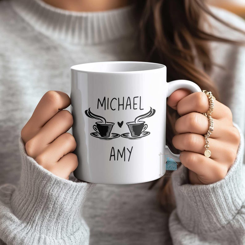 30th Anniversary Gift For Couple, 30 Year Wedding Anniversary Gift, Drinking Coffee Together Mug, Personalized Pearl Anniversary Coffee Mug