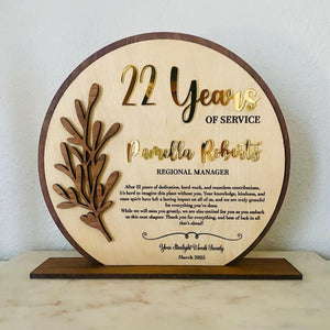 Retirement plaque recognition gift years of service farewell gift coworker gift going away gift engraved retirement gift