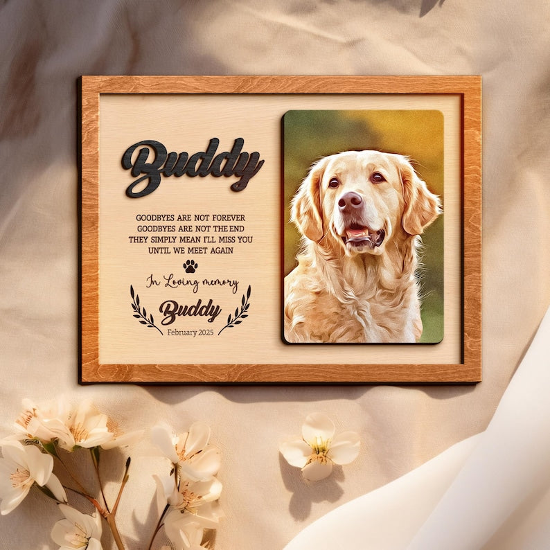 Personalized Wooden Pet Memorial Plaque A Meaningful Keepsake with Art Photo, Dog Memorial Gifts, Dog Sympathy Gift, Pet potrait Frame