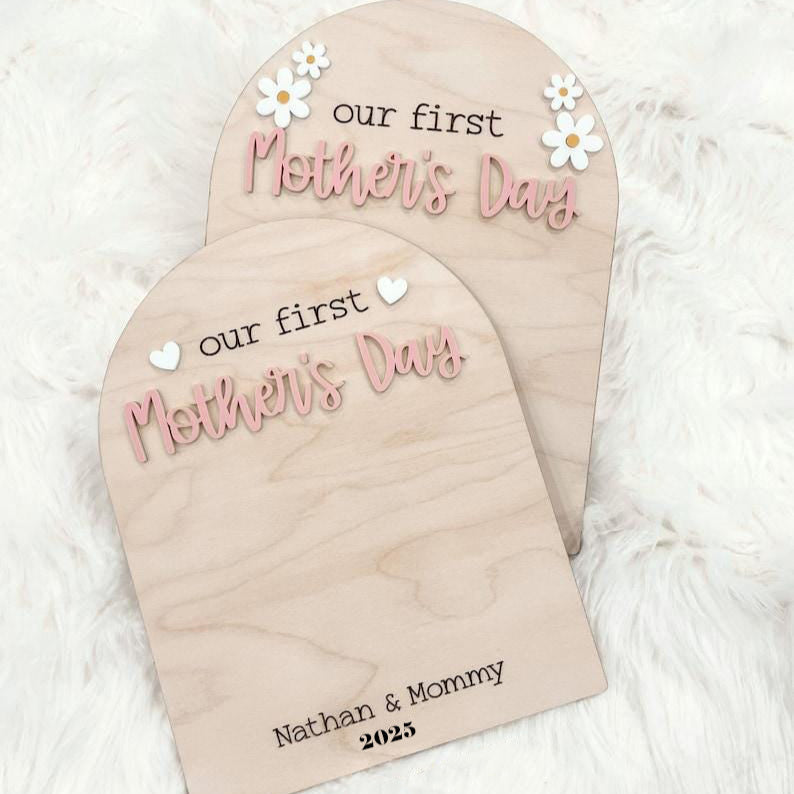 Our first Mother's Day sign, DIY craft Mother's Day gift, baby footprint keepsake, custom Mother's Day gift, Personalised Mothers Day Gift