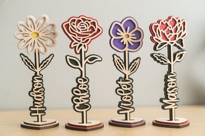 Custom Wood Flower Name Sign, Mom's Garden Sign, Birth Month Flowers, Grandma Gifts, Mom's Garden, Grandma Gift, Mothers Day Gift