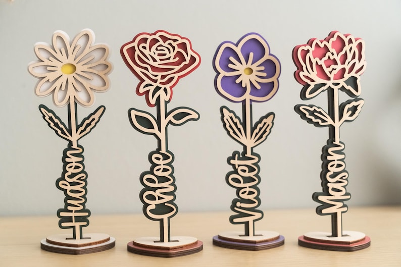 Custom Wood Flower Name Sign, Mom's Garden Sign, Birth Month Flowers, Grandma Gifts, Mom's Garden, Grandma Gift, Mothers Day Gift