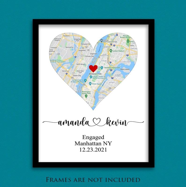 ENGAGEMENT GIFTS for Couple, Unique Personalized Printable Engagement Map, Where it All Began Map, Engagement Gift, Personalized Map Print