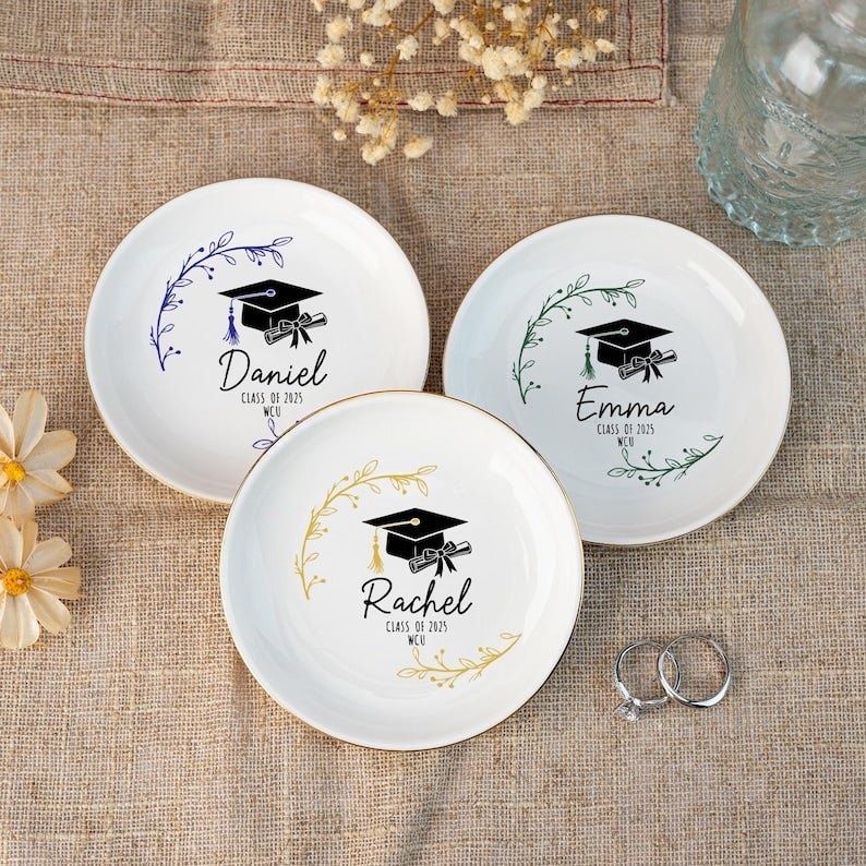Personalized Graduation Jewelry Dish, Class of 2026 Gift, Ring Dish for Graduation, Graduation Party Gifts, 2026 Graduation Gift, College Gifts