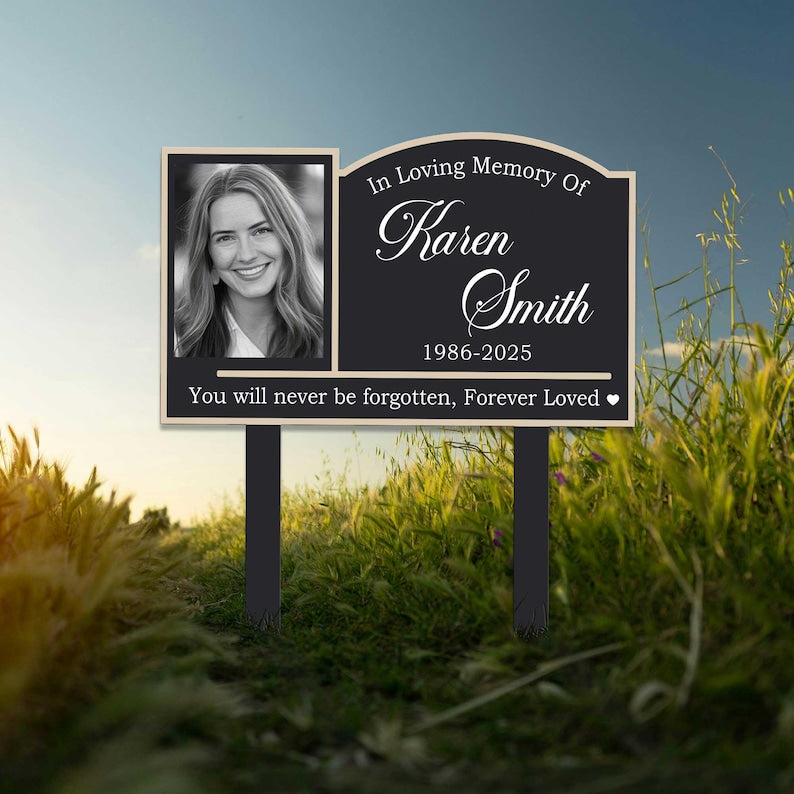 Custom Photo Memorial Stake, Photo Grave Marker, Outdoor Memorial Plaque, Memorial Garden Sign, Remembrance Plaque, Sympathy Gift