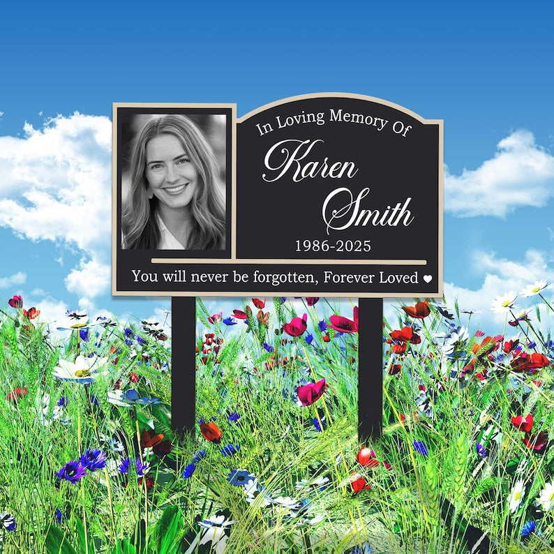 Custom Photo Memorial Stake, Photo Grave Marker, Outdoor Memorial Plaque, Memorial Garden Sign, Remembrance Plaque, Sympathy Gift