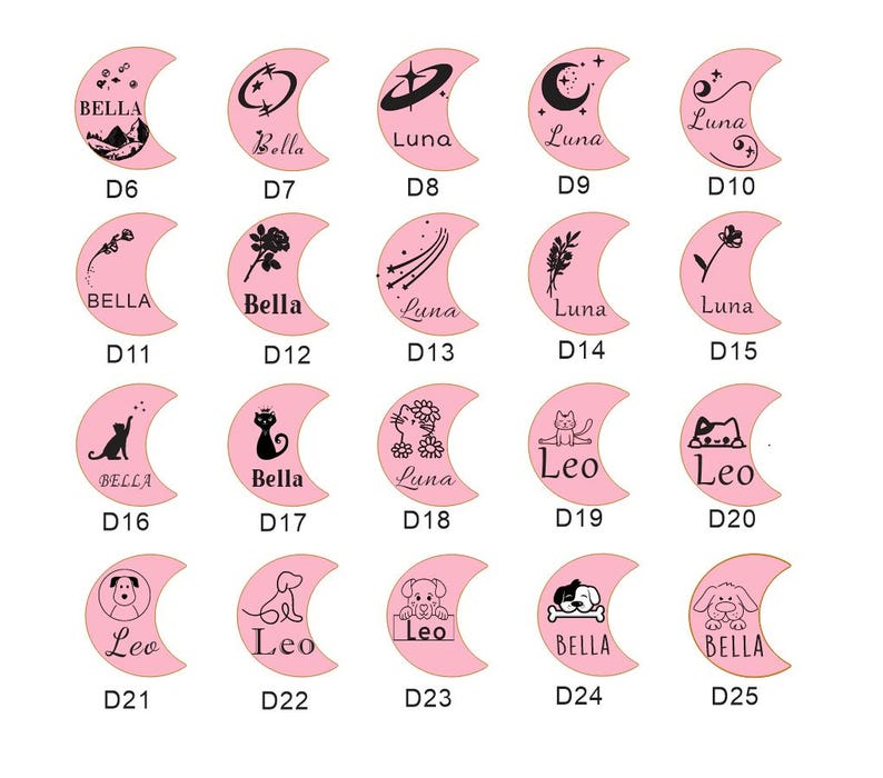 Personalized Moon Pet Tag: Custom Dog Cat ID Tag Personalized Pet Tag, Moon and Stars